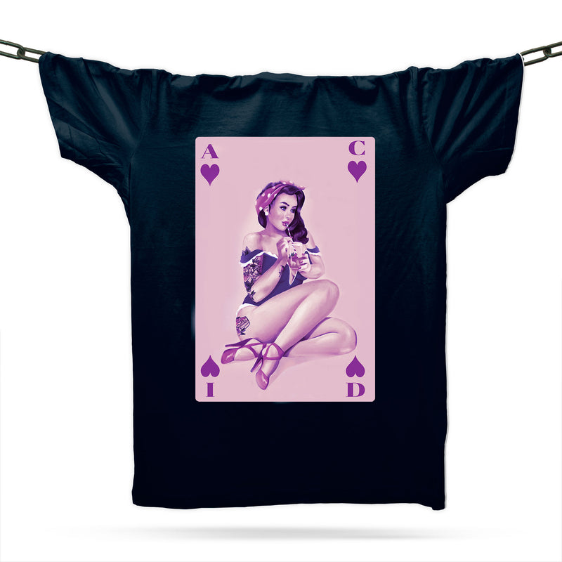 Acid Pinup Girl Pink / Navy / Organic Cotton